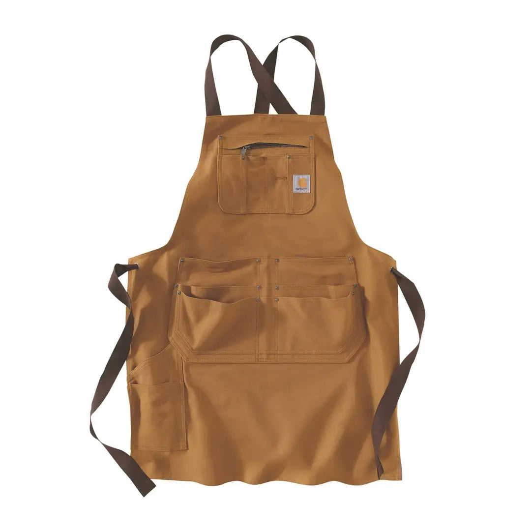 Brown canvas work apron from Carhartt Firm Duck Apron for country clothing and outdoors