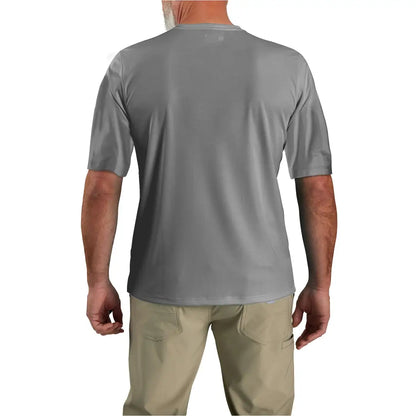 Gray Carhartt Force Sun Defender logo t-shirt with textured weave