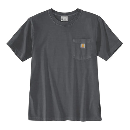 Dark gray Carhartt Irvine T-shirt with yellow logo patch for outdoors