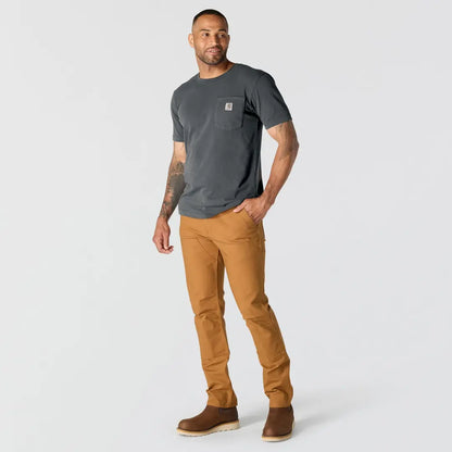 Dark gray Carhartt Irvine relaxed t-shirt with logo pocket for outdoors