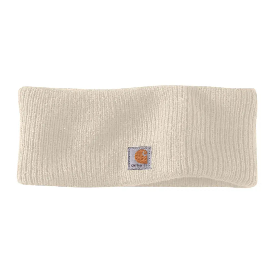 Cozy cream Carhartt knit headband with logo for outdoors hunting