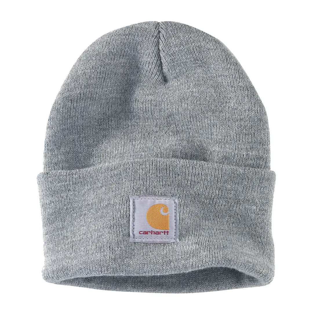 Gray knit beanie from Carhartt perfect for country clothing and outdoor adventures