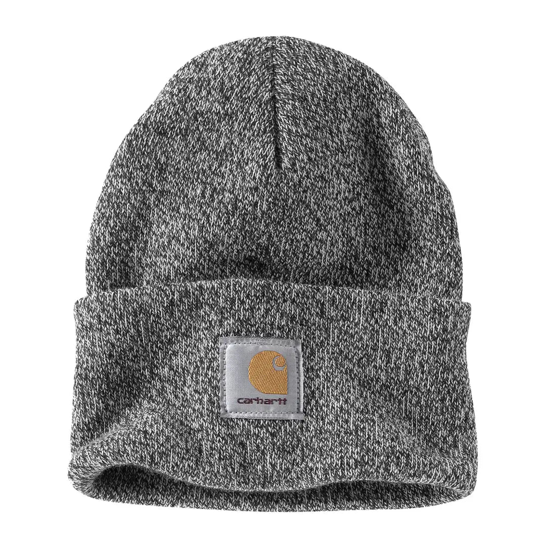 Gray knit Carhartt beanie perfect for outdoor country clothing and hunting trips