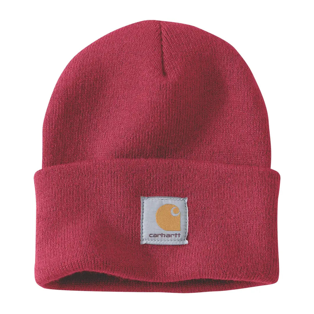 Red knit beanie from Carhartt for country clothing and outdoor hunting gear