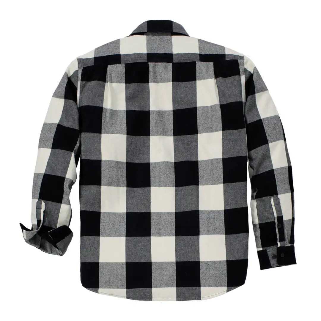 Carhartt loose fit long sleeve plaid shirt in black white checkered flannel with gray accents