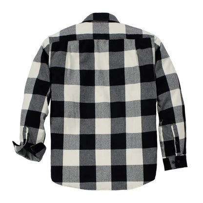 Carhartt loose fit long sleeve plaid shirt in black white checkered flannel with gray accents