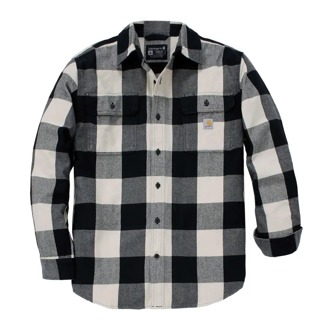 Carhartt loose fit long sleeve plaid shirt in black and white
