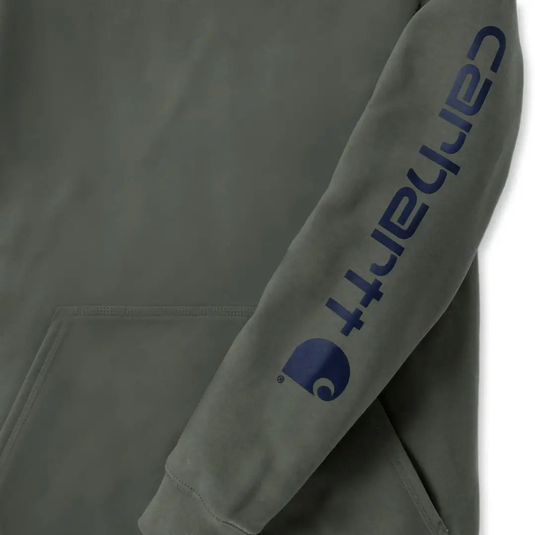 Green Carhartt hoodie with loose fit design, ideal for country clothing and hunting