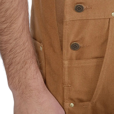 Brown canvas work overalls from Carhartt offered for country clothing and outdoor tasks