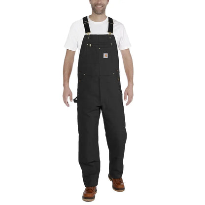 Black Carhartt Relaxed Fit Duck Bib Overall for comfortable workwear