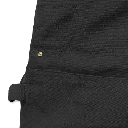 Black canvas work pants detail on Carhartt Relaxed Fit Duck Bib Overall