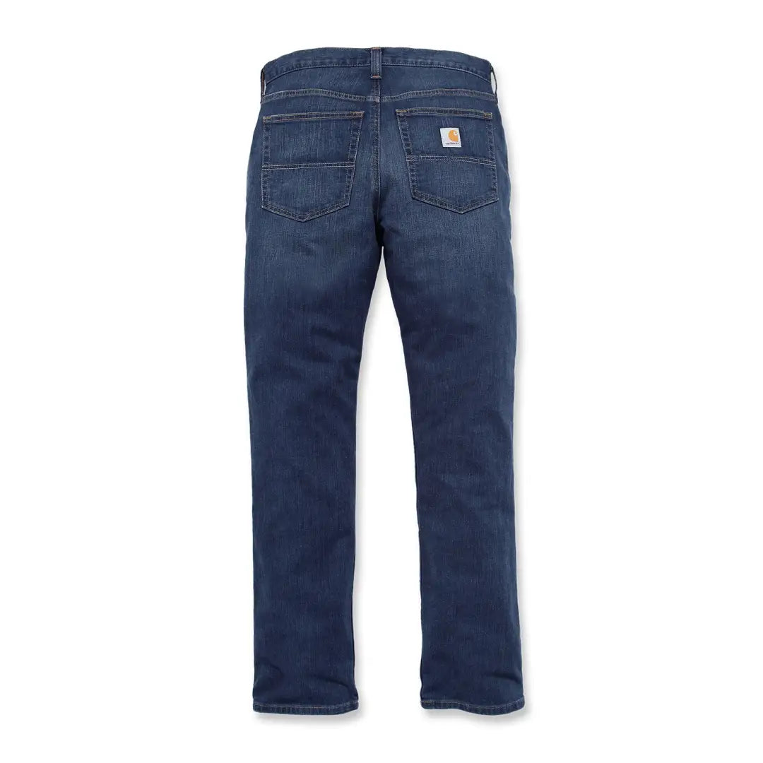 Carhartt relaxed straight jeans in dark blue denim with logo patch