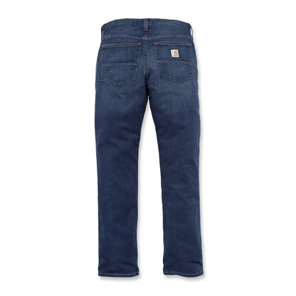 Carhartt relaxed straight jeans in dark blue denim with logo patch