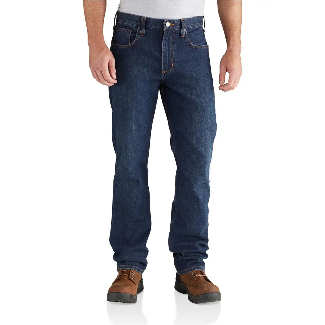 Carhartt relaxed straight jeans in dark blue denim with five-pocket design