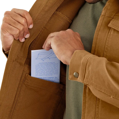 Carhartt Rugged Flex Duck Berwick tan canvas jacket with pocket sheet