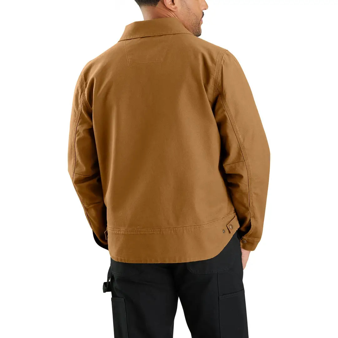 Tan Carhartt Rugged Flex Duck Berwick Jacket with reinforced stitching