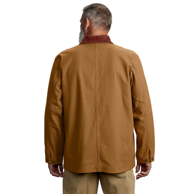 Brown chore coat with corduroy collar from Carhartt Rugged Flex country hunting clothing