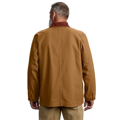 Brown chore coat with corduroy collar from Carhartt Rugged Flex country hunting clothing