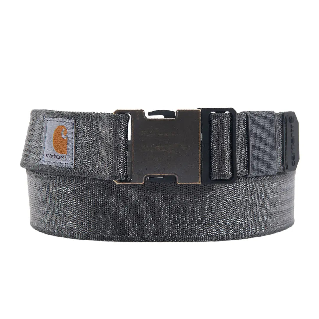 Gray Carhartt Rugged Flex nylon webbing belt for rugged work style
