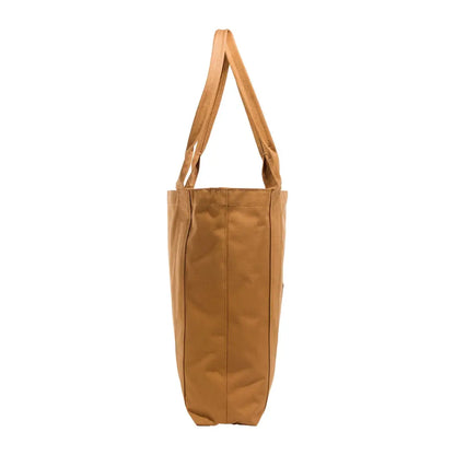 Carhartt vertical open tote bag in brown with handles and zipper
