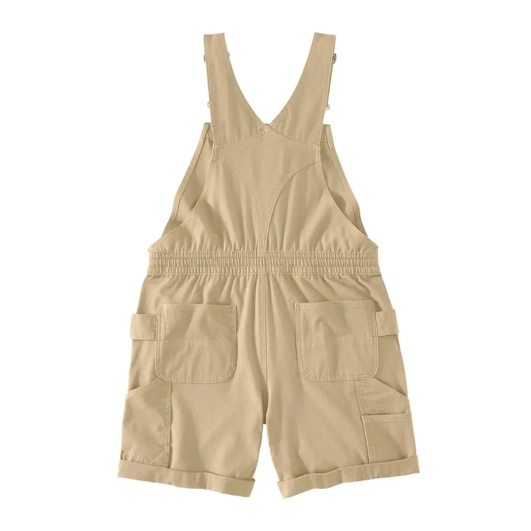 Carhartt womens Force Ripstop shortall in beige cotton with pockets for outdoors hunting