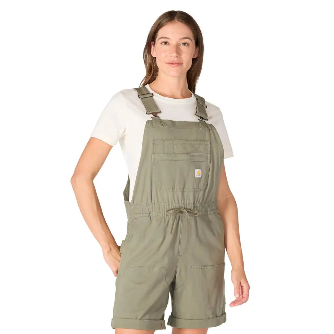 Carhartt womens Force Ripstop Shortall in olive green with pockets for outdoors hunting