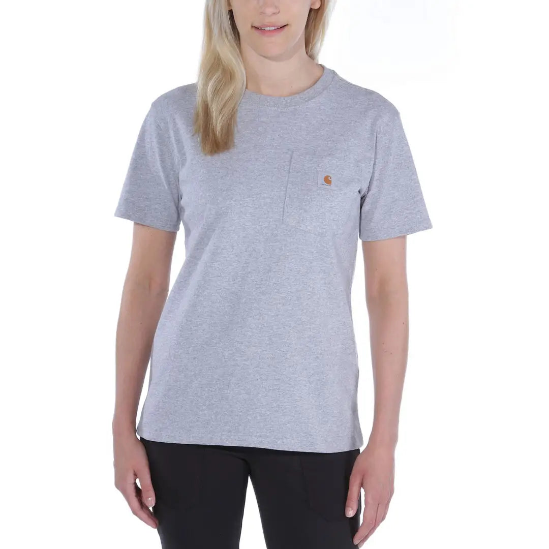 Gray short-sleeve T-shirt from Carhartt Womens for country clothing and outdoor hunting