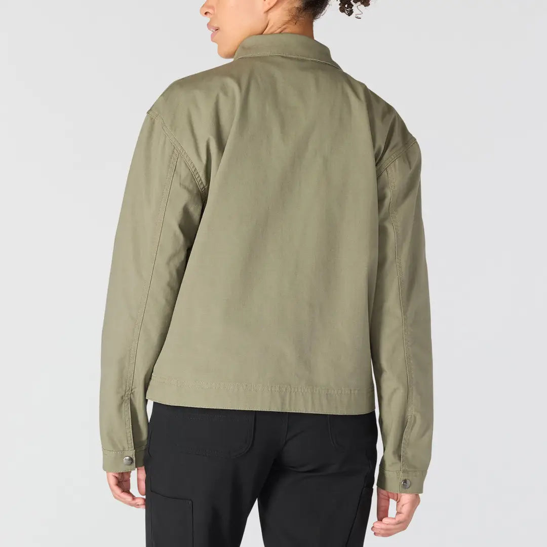 Carhartt womens olive green ripstop pocket coat with collar and cuffs