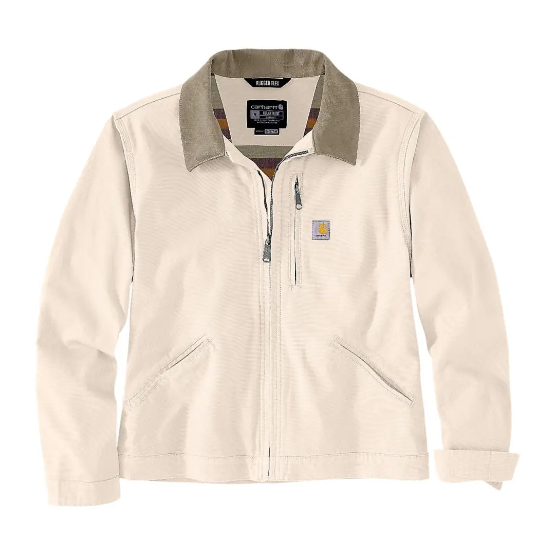Off-white Carhartt Womens Rugged Flex Detroit Jacket with relaxed fit, perfect country clothing