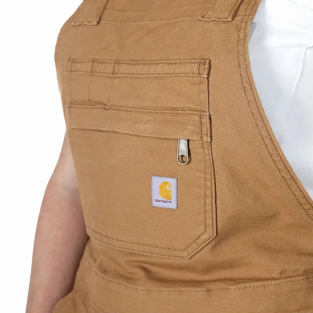 Brown Carhartt overalls in relaxed fit for country clothing and hunting adventures