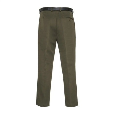 Olive green Cavalry Twill Trousers featuring a stylish black waistband