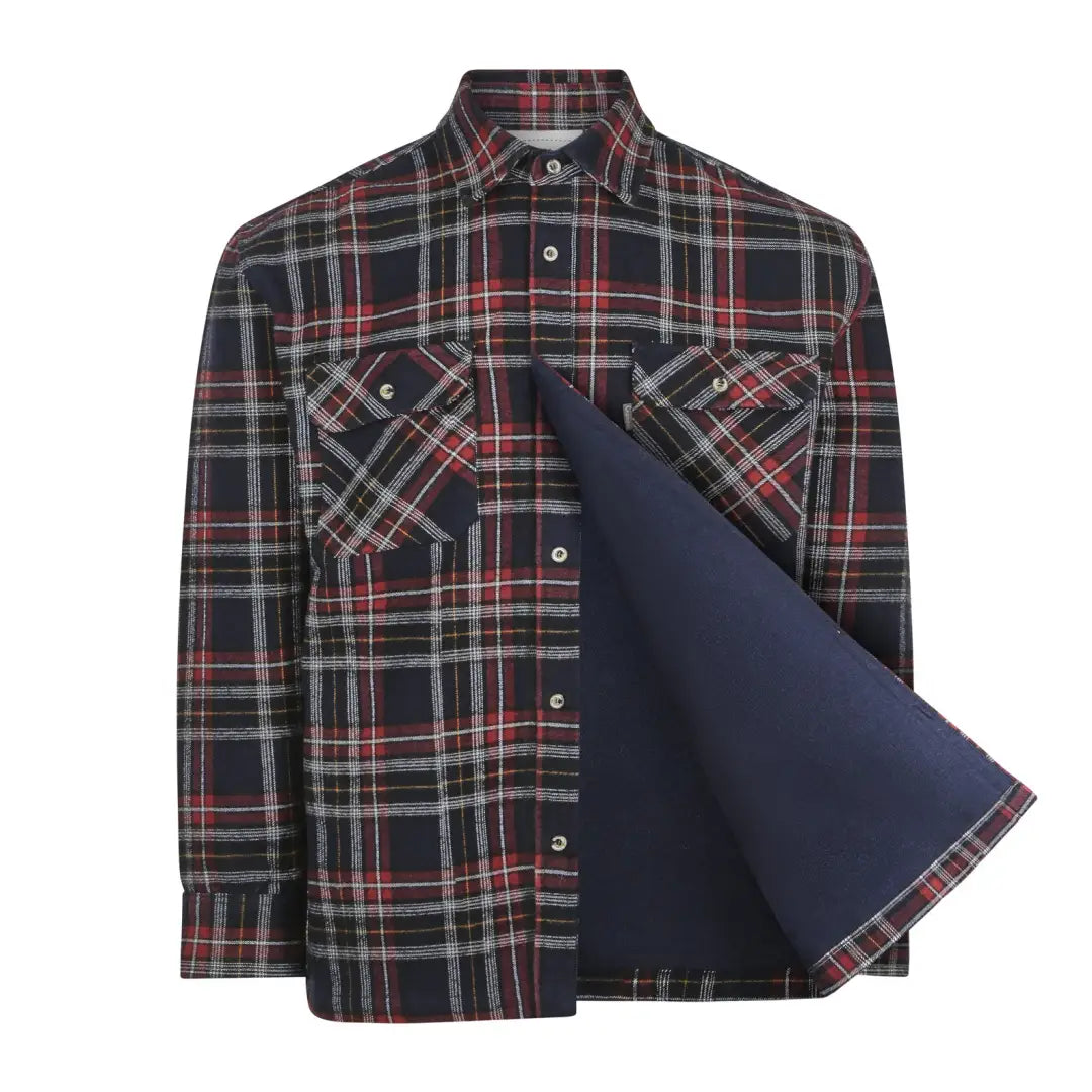 Plaid flannel Champion Kenmore Overshirt with navy cotton lining for added warmth