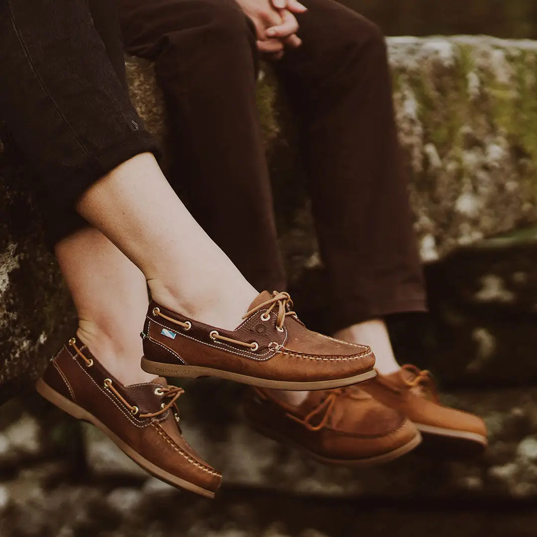 Brown leather boat shoes from Chatham Deck Lady II G2 with unrivalled British-designed lace