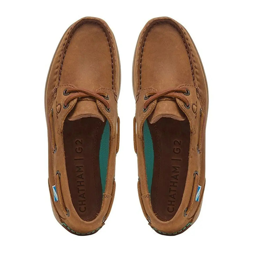 Brown leather boat shoes from Chatham Deck Lady II, perfect for country clothing style