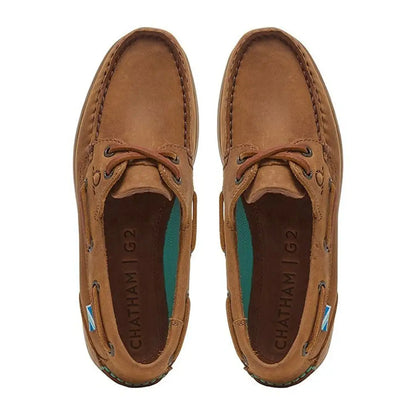 Brown leather boat shoes from Chatham Deck Lady II, perfect for country clothing style