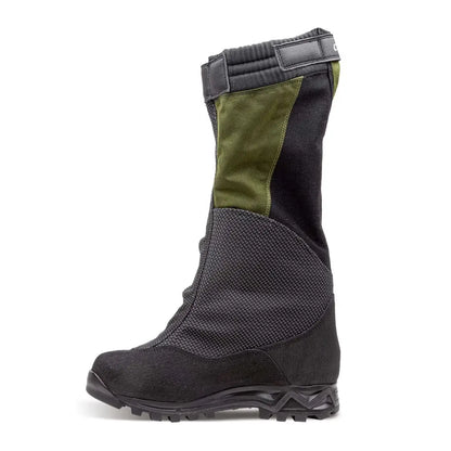 Tall Crispi Highland Pro Boots with black and green panels and sturdy rubber sole