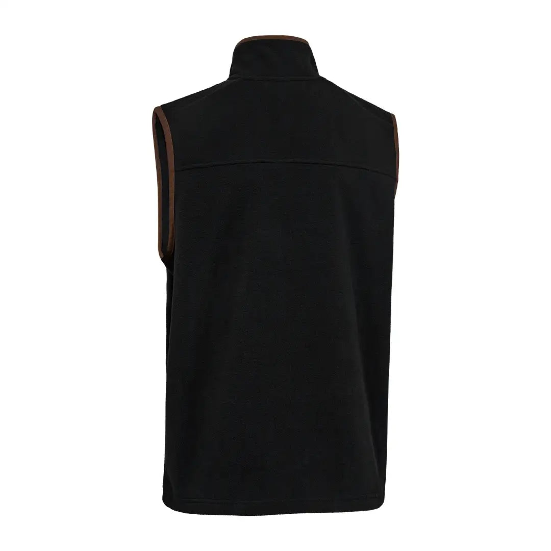Deerhunter Cumbria fleece waistcoat with black fleece and brown trim for outdoor style