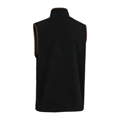 Deerhunter Cumbria fleece waistcoat with black fleece and brown trim for outdoor style