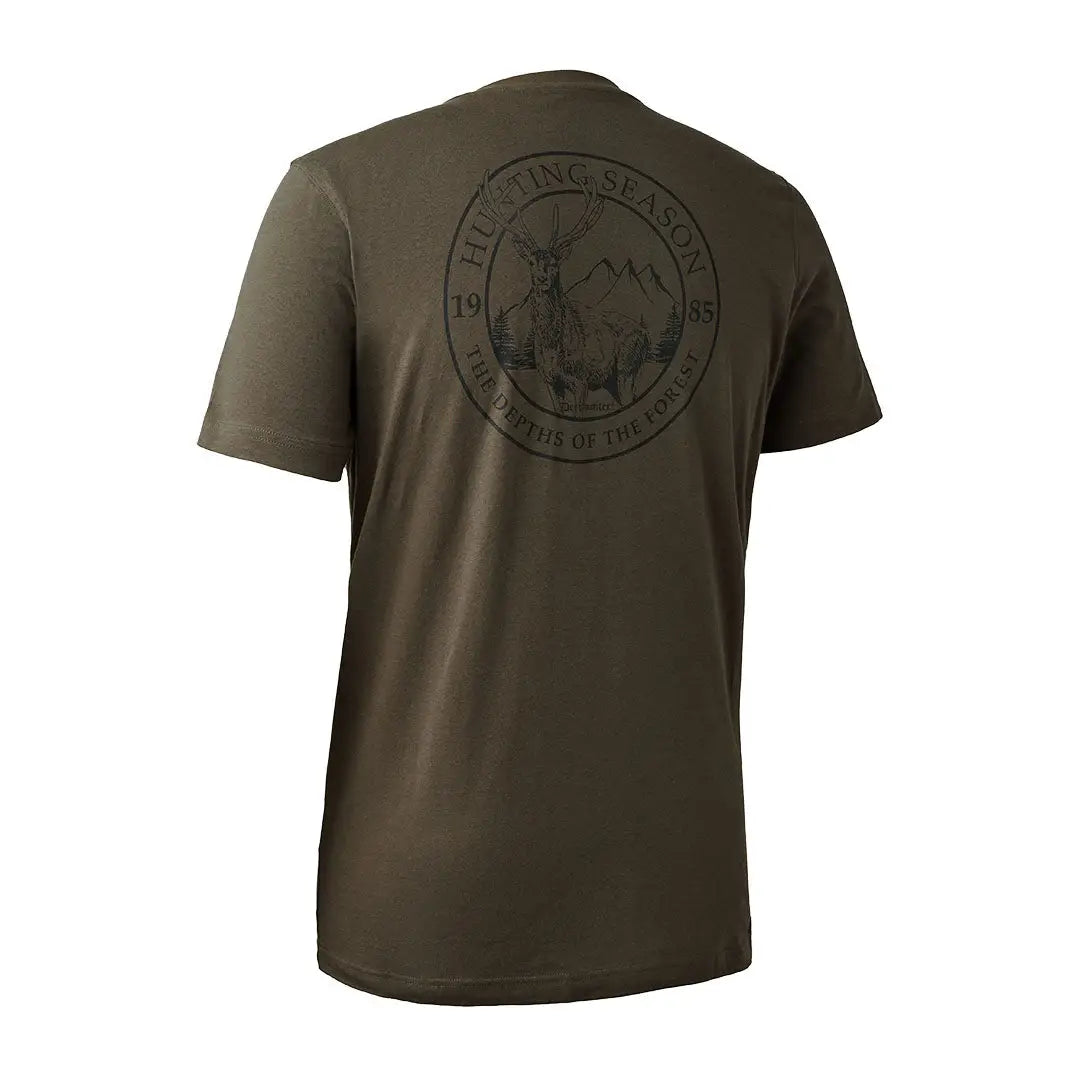 Olive green Deerhunter Easton T-shirt with hunting-themed graphic for outdoor lovers