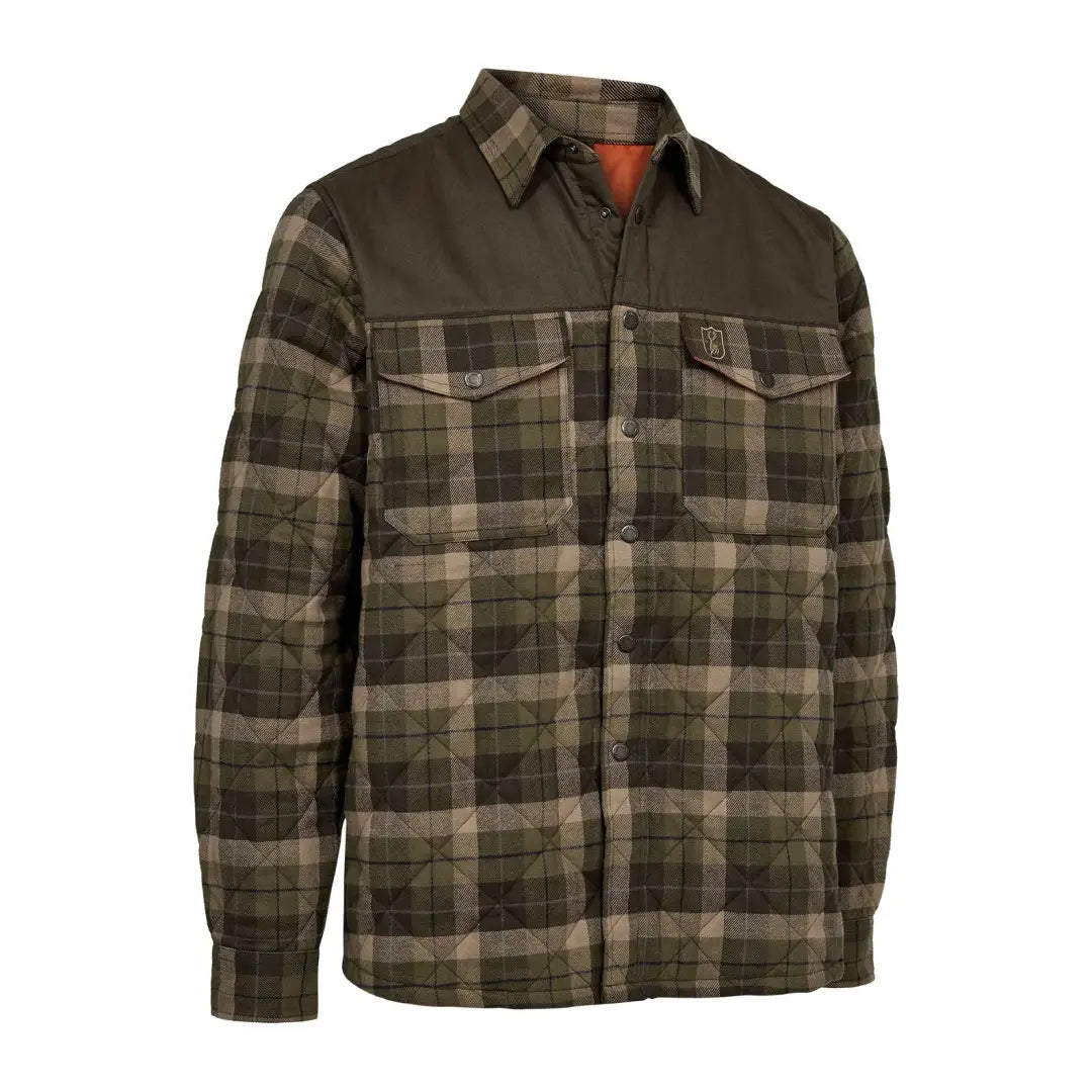 Deerhunter Elbert Padded Shirt Jacket in quilted plaid, perfect for country clothing and hunting outdoors