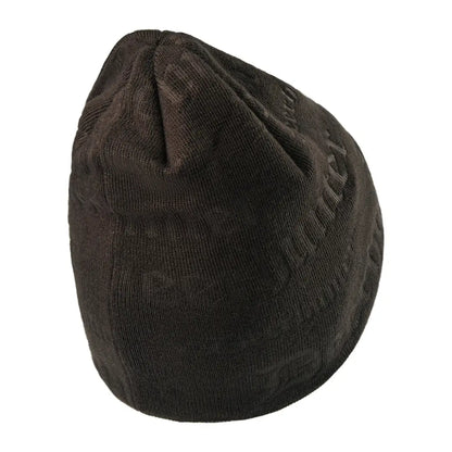Dark brown embossed logo hat featuring a cool textured knit design