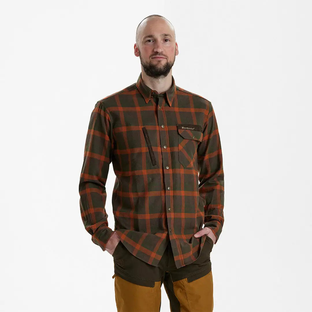 Plaid button-down shirt from the Deerhunter Ethan Shirt collection, perfect for casual wear