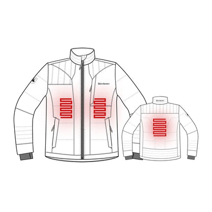 Technical diagram of Deerhunter Heat Jacket with front and back heat elements