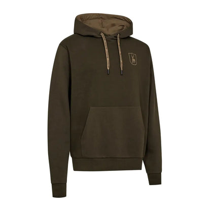 Dark olive green Deerhunter Logo Hoodie with drawstring hood and kangaroo pocket