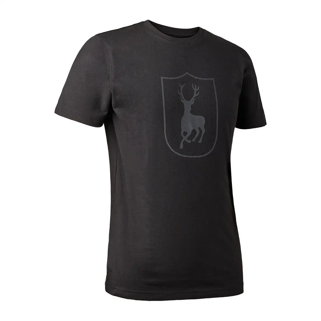 Black Deerhunter Logo T-shirt featuring a cool deer crest, perfect for country clothing fans