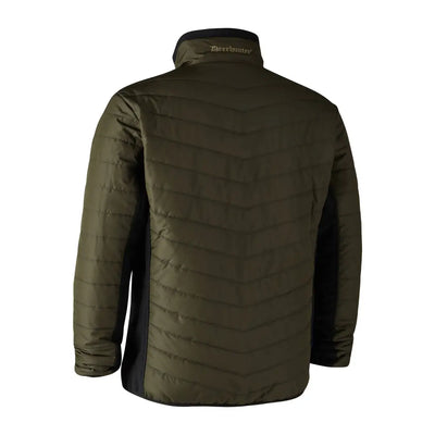 Dark green Deerhunter Moor Padded Softshell Jacket with a high collar, water resistant design