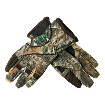 Camouflage hunting gloves with woodland pattern from Deerhunter Muflon Light collection