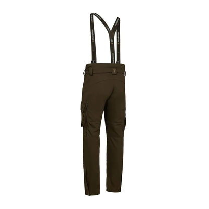 Olive green Deerhunter Muflon Pro Trousers with suspenders perfect for hunting adventures