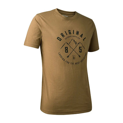 Tan Deerhunter Nolan T-shirt featuring an outdoor-themed graphic perfect for adventures