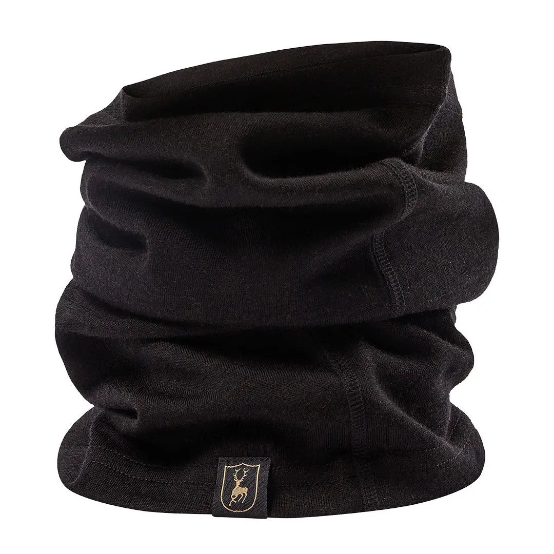 Black Neck Gaiter with logo from Deerhunter Quinn Merino Neck Tube for warmth and style